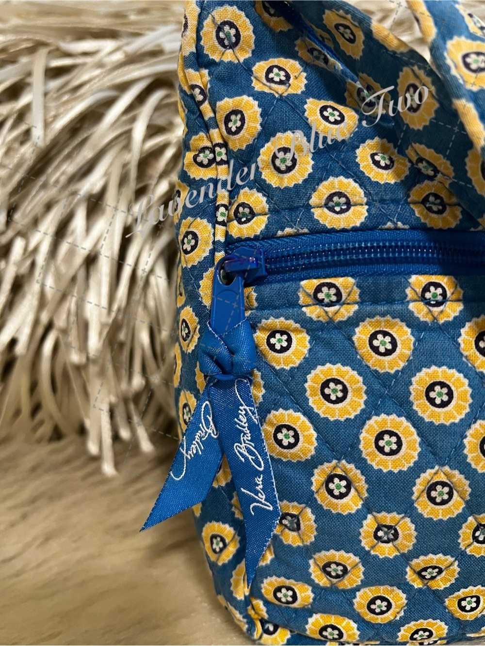 VERA BRADLEY Riviera 2008 Libby Crossbody Purse Shoulder Bag Blue Yellow Y2K - Picture 8 of 15